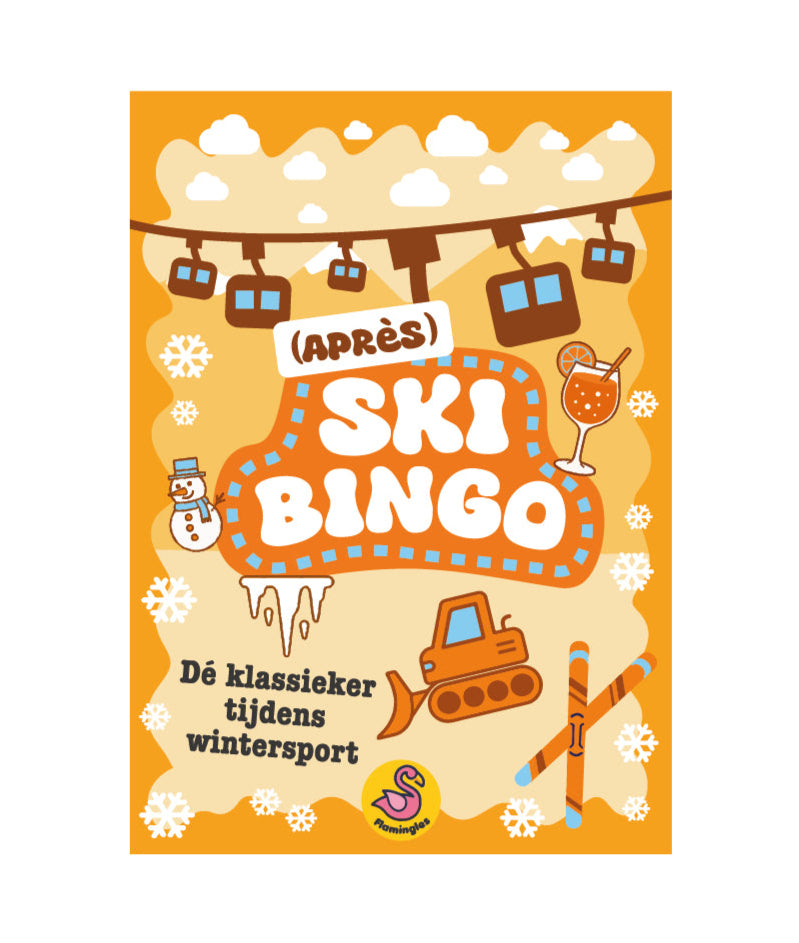 Après-Ski Bingo spel – grappige wintersport-bingo voor tijdens de après-ski, origineel cadeau voor vrienden of stelletjes, leuke activiteit en speels souvenir van de skivakantie/wintersport.