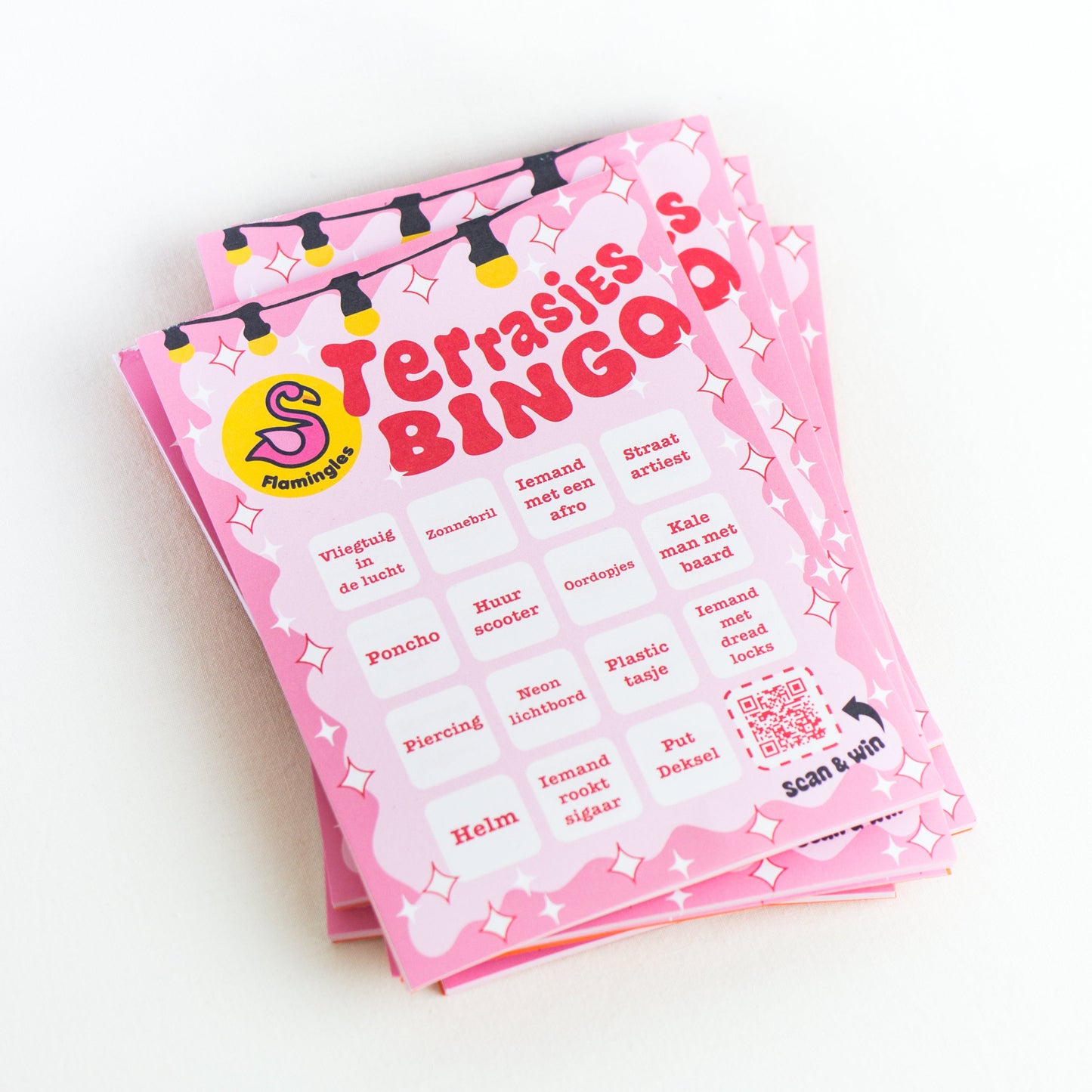 Terrasjes Bingo kaart – zomers spel voor op het terras