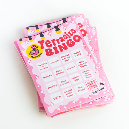 Terrasjes Bingo kaart – zomers spel voor op het terras