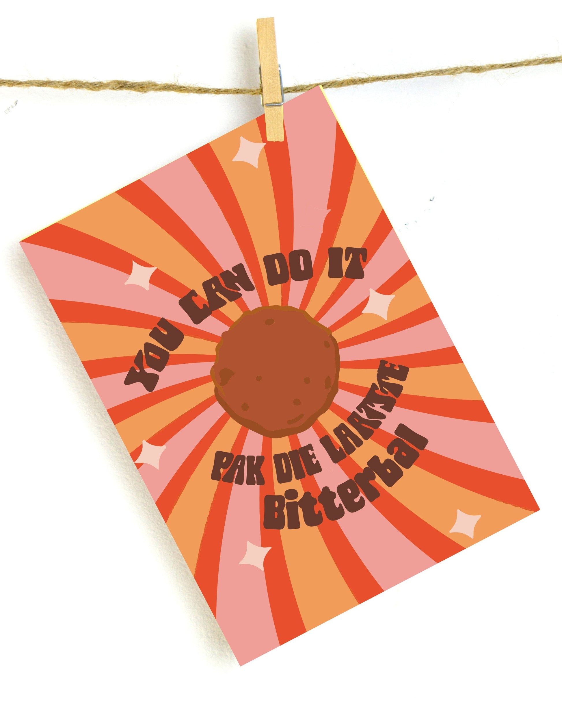 Humoristische wanddecoratie met tekst “You Can Do It - Pak Die Laatste Bitterbal”, kleurrijke print als origineel cadeau of grappig schilderij voor in woonkamer, keuken of eetkamer.